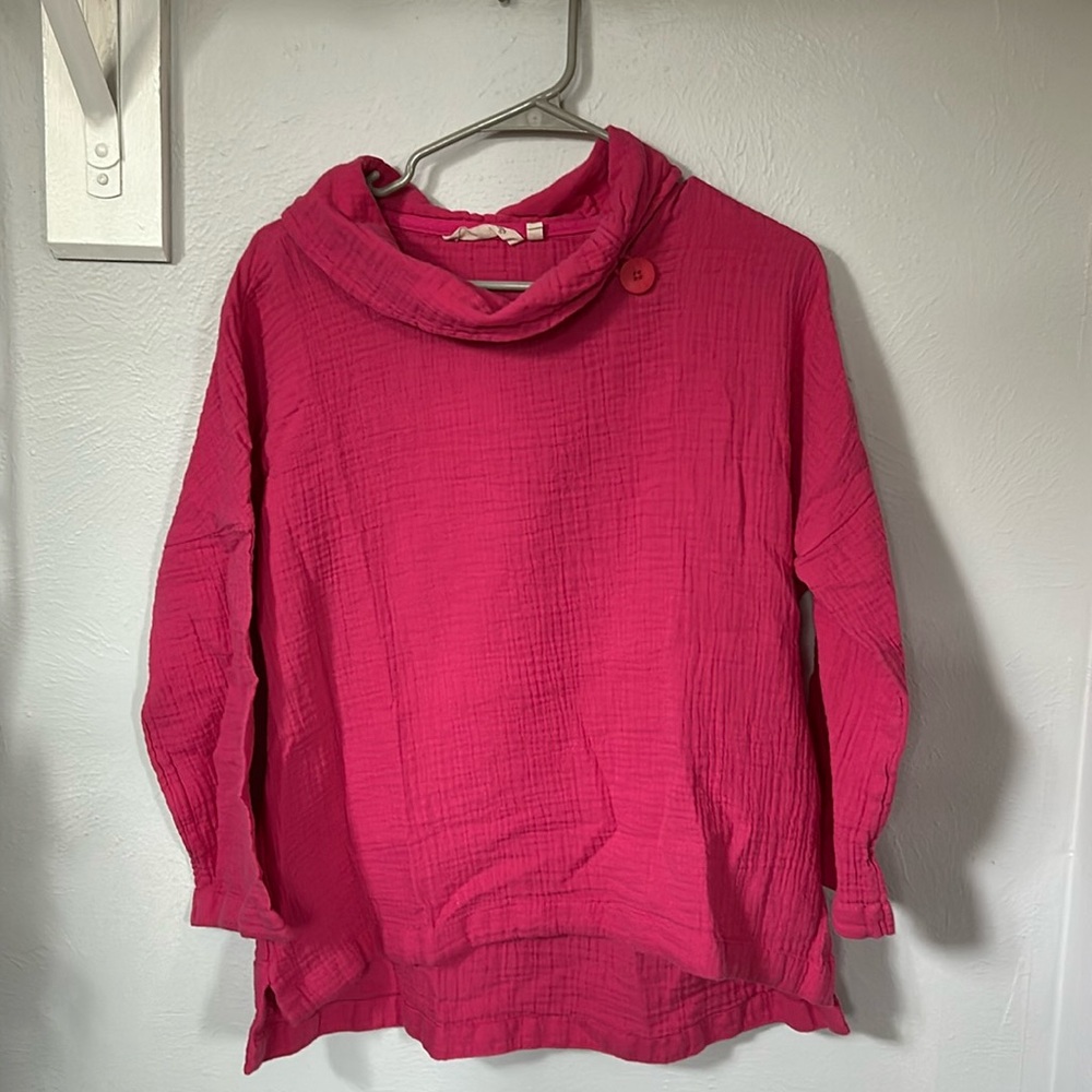 Soft surroundings crinkle gauze giovinezza cotton cowl neck  blouse top medium - Picture 3 of 7
